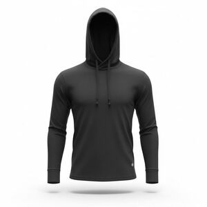 Burlebo Mens Long Sleeve Hooded T-Shirt Black Performance Stretch Hoodie Small